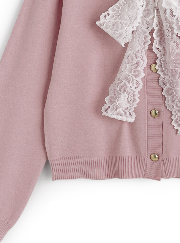 レースリボンニットカーディガン