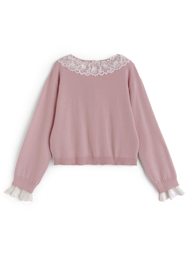 レースリボンニットカーディガン