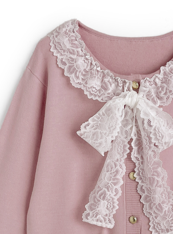 レースリボンニットカーディガン