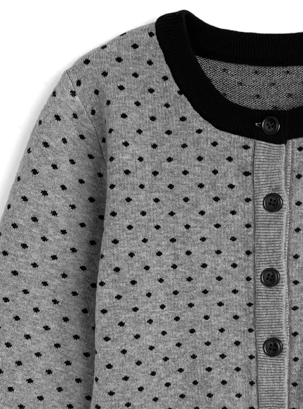 ドット柄配色ニットカーディガン