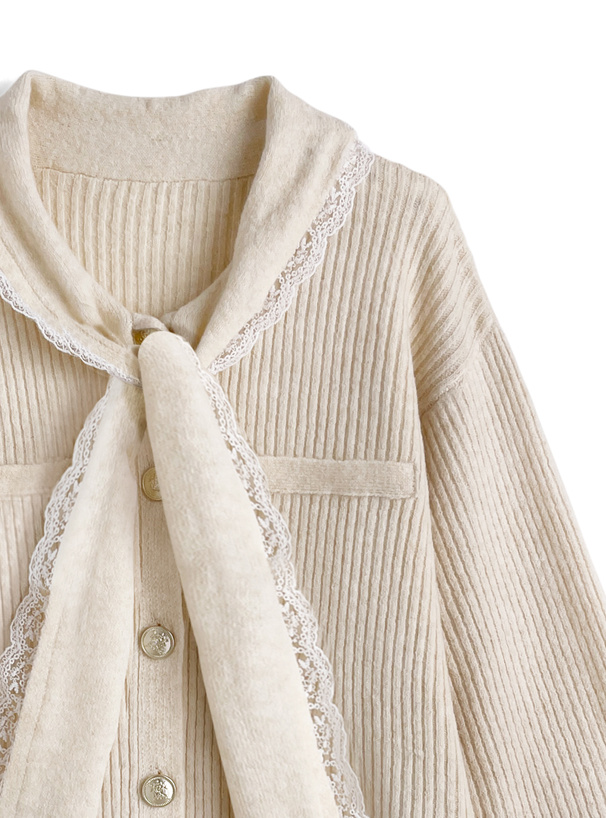 レースリボンニットカーディガン