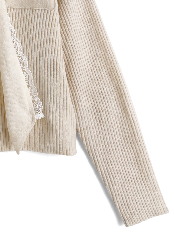 レースリボンニットカーディガン