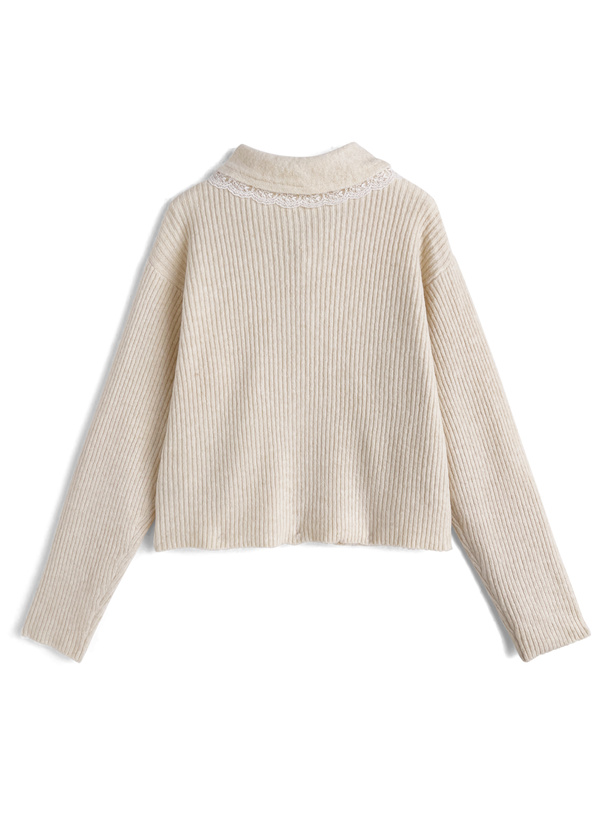 レースリボンニットカーディガン