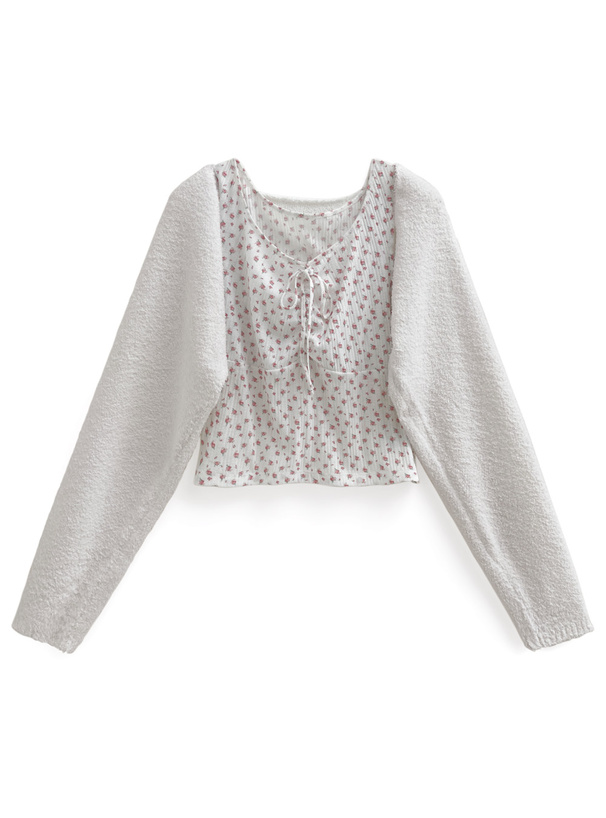 花柄タンクトップxニットボレロアンサンブル