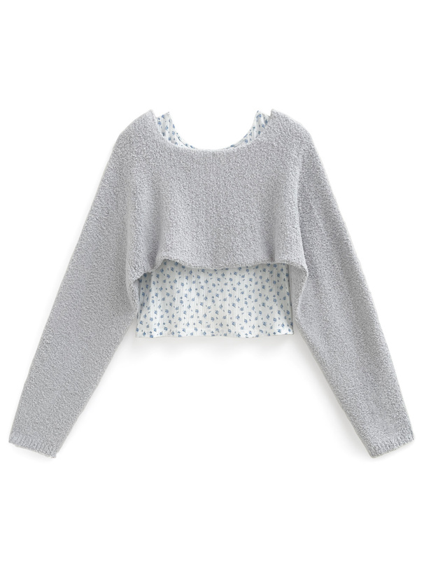 花柄タンクトップxニットボレロアンサンブル