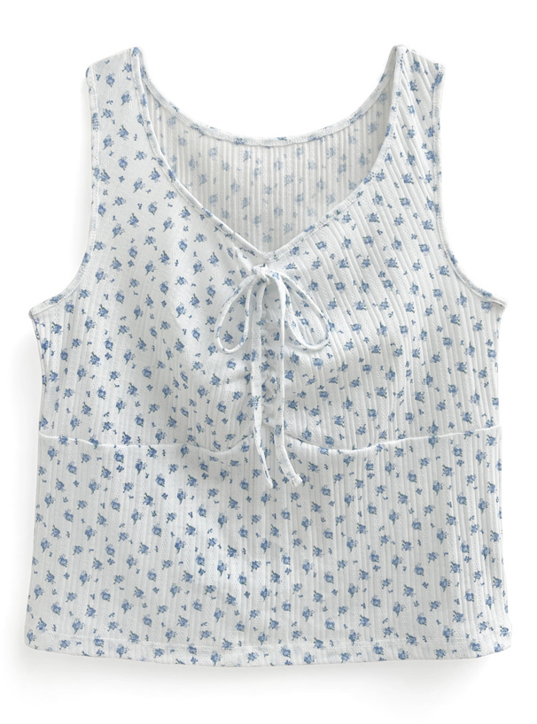 花柄タンクトップxニットボレロアンサンブル