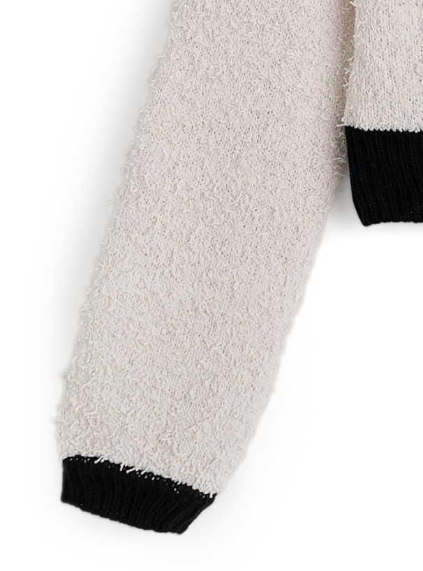 ダブルリボン配色ニットカーディガン