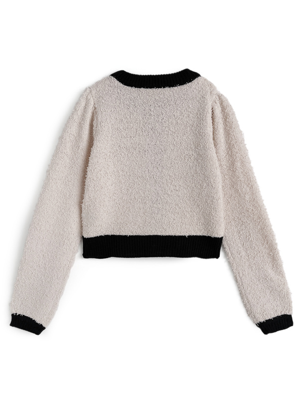 ダブルリボン配色ニットカーディガン