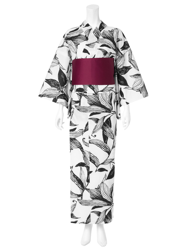 手書き風モノトーン百合浴衣セット[gi1206] | レディースファッション 