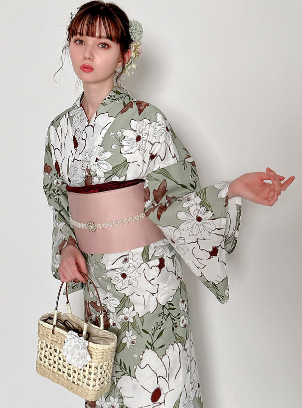 水彩花柄浴衣セット[gi1401] | レディースファッション通販のグレイル
