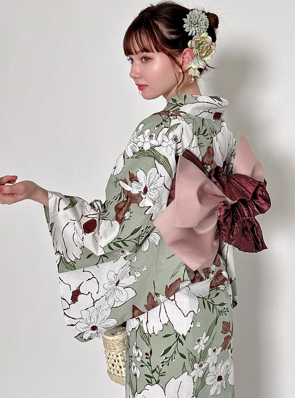 水彩花柄浴衣セット[gi1401] | レディースファッション通販のグレイル 