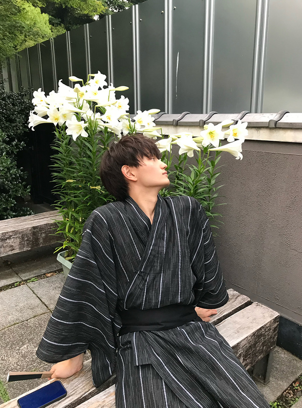 ストライプメンズ浴衣セット