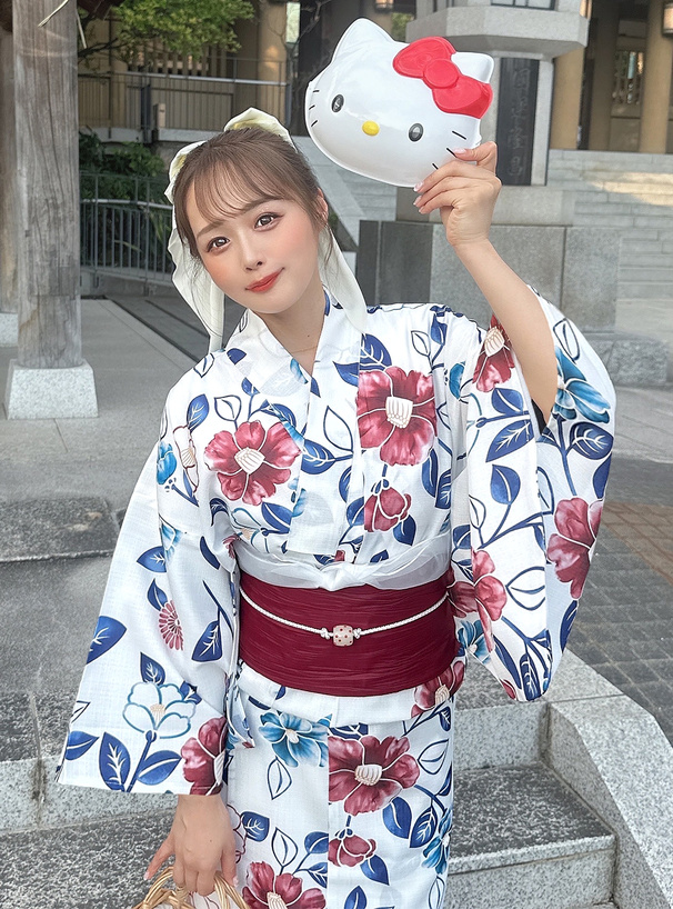 にじみ椿浴衣セット