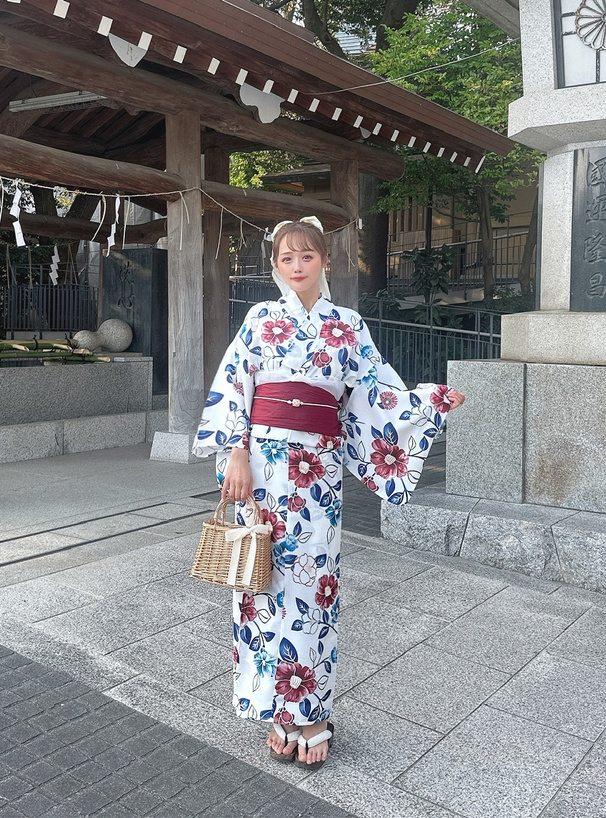 にじみ椿浴衣セット