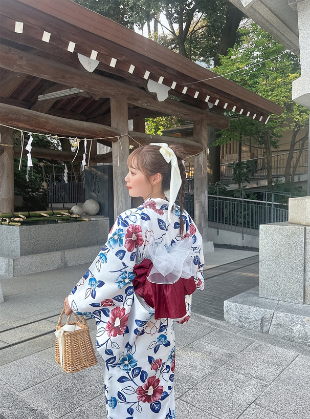 にじみ椿浴衣セット