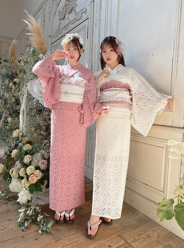 5ｃmヒール花柄レース下駄