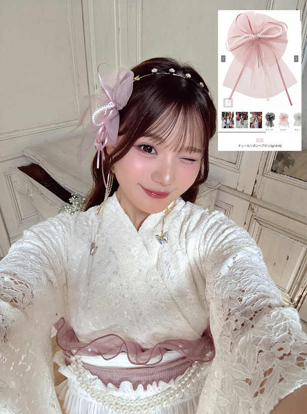 チュールリボンヘアピン