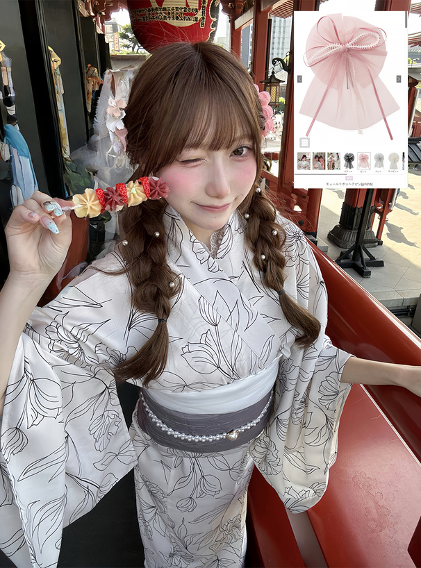 チュールリボンヘアピン