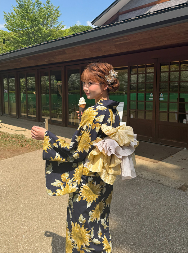 ひまわり柄浴衣セット