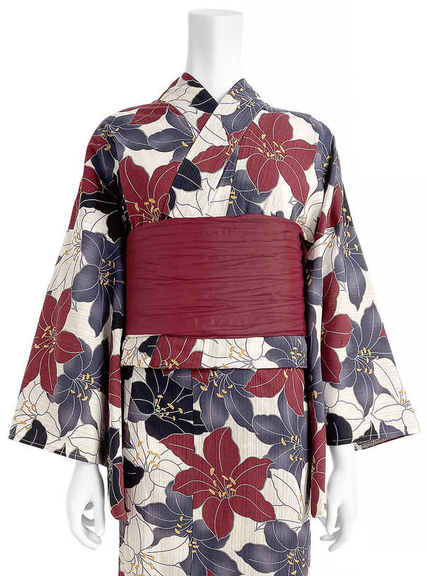 百合柄浴衣セット