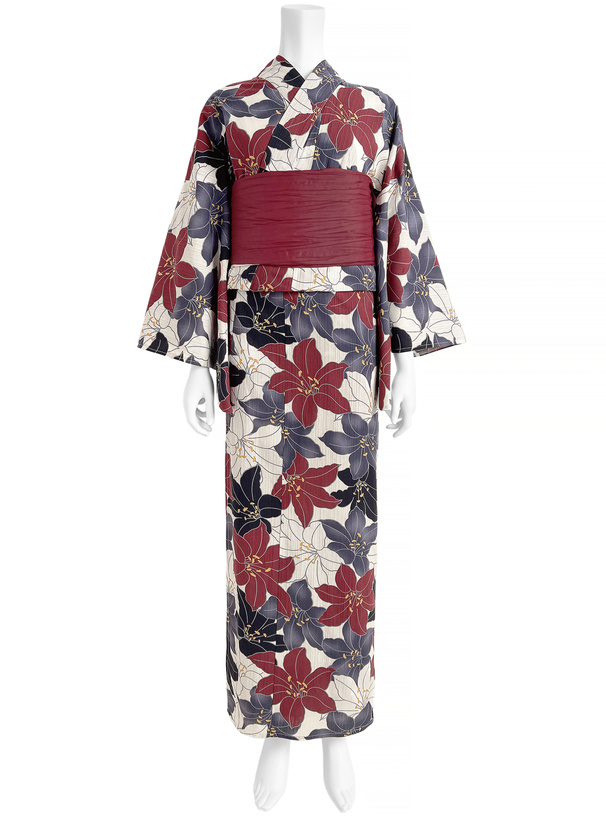 百合柄浴衣セット