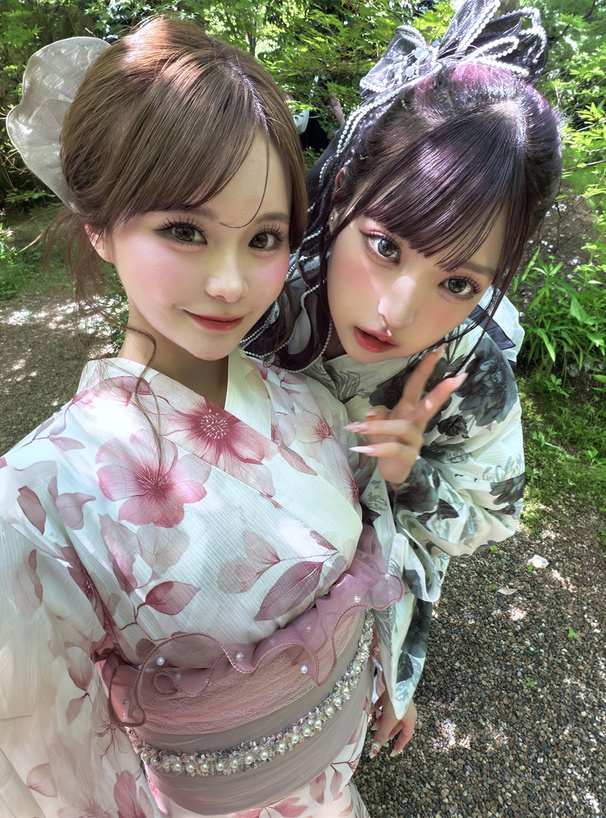 モノトーン花柄浴衣セット