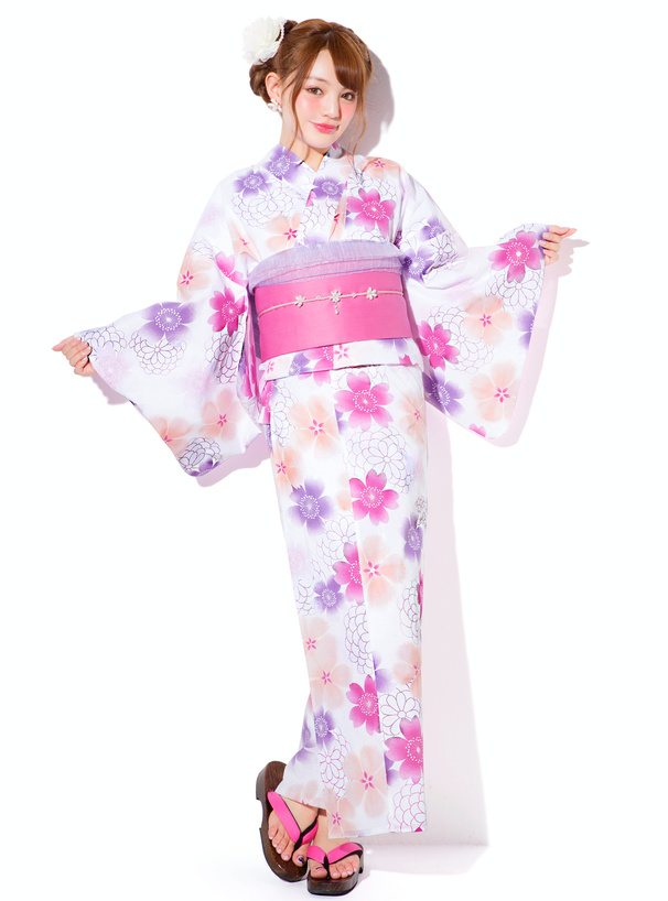 4点セットぼかし八重桜柄浴衣