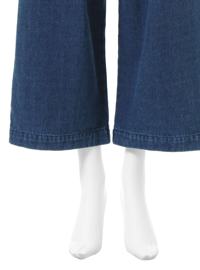 ベルト付きワイドデニムパンツ
