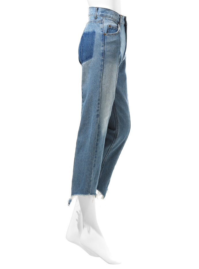 センター切替ワイドデニムパンツ