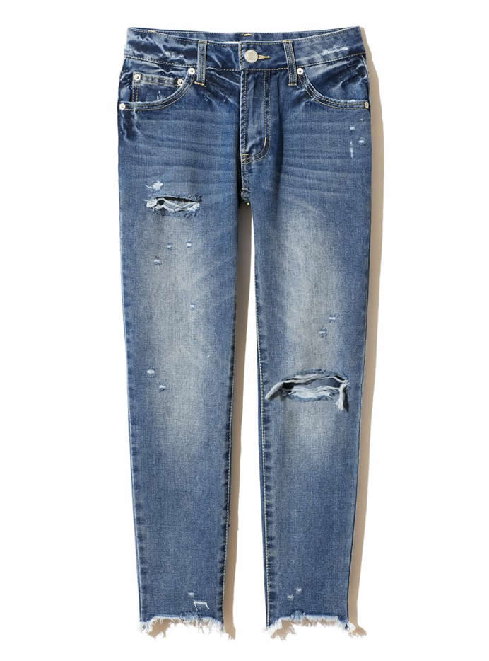 クラッシュテーパードデニムパンツ