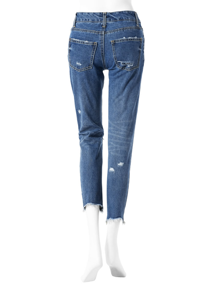 クラッシュテーパードデニムパンツ