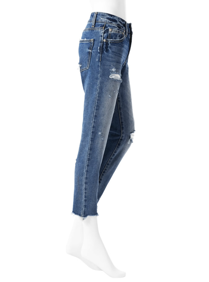 クラッシュテーパードデニムパンツ