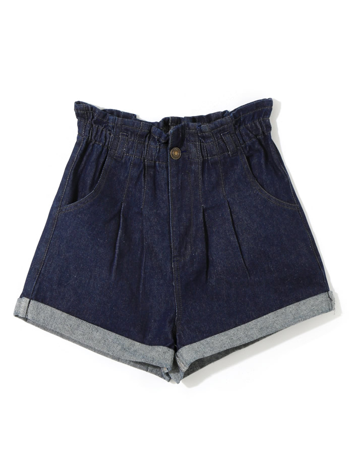 ウエストフリルハイウエストデニムショートパンツ