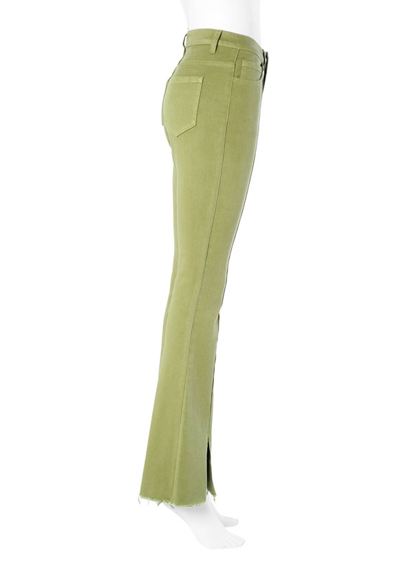 フリンジヘムセンタースリットフレアパンツ