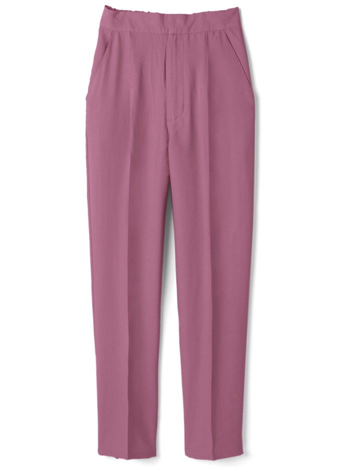 リネンライククロップド丈センタープレステーパードパンツ