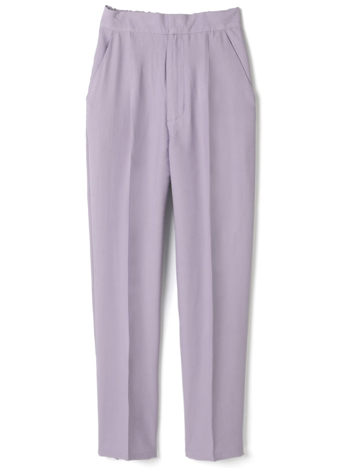 リネンライククロップド丈センタープレステーパードパンツ