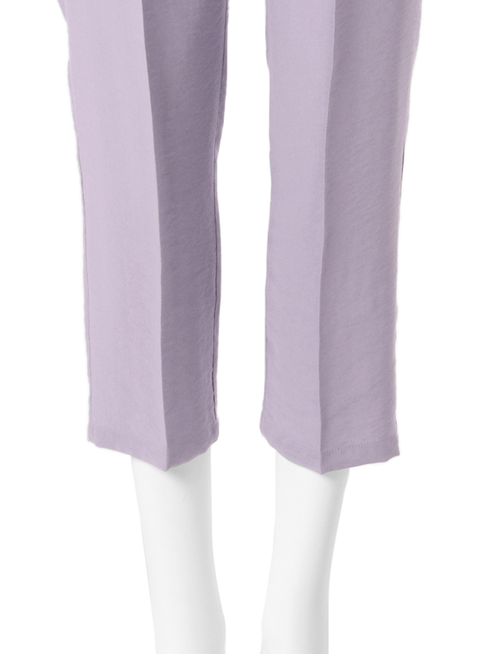 リネンライククロップド丈センタープレステーパードパンツ