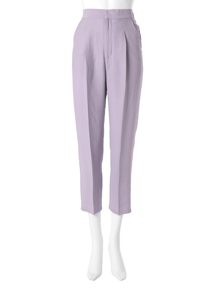 リネンライククロップド丈センタープレステーパードパンツ