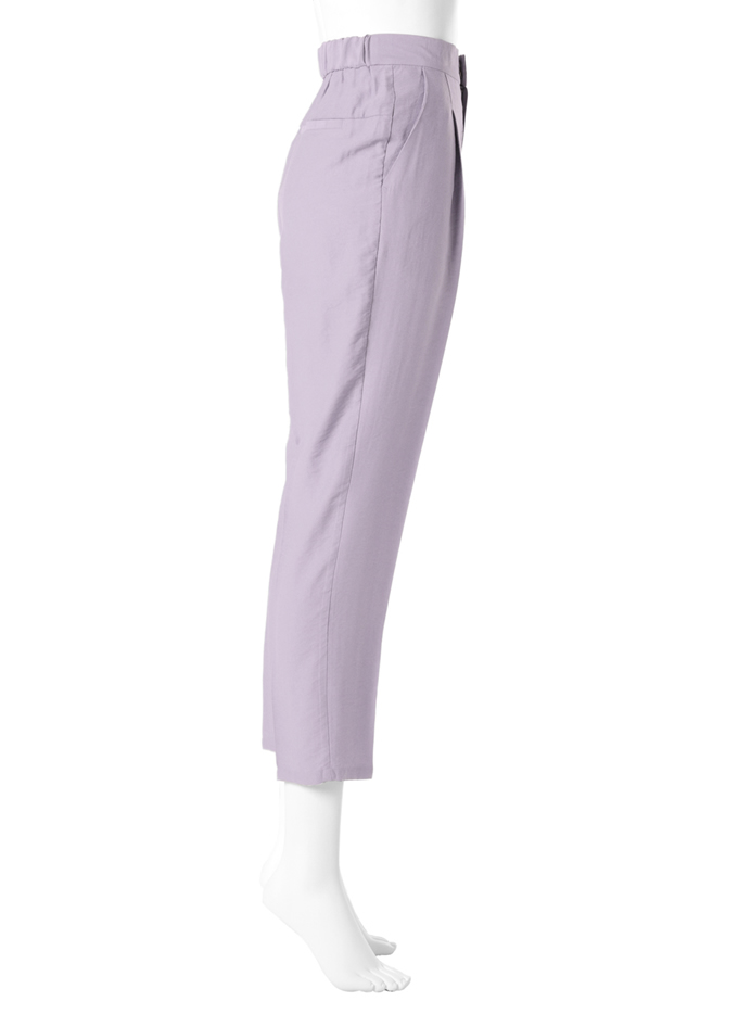 リネンライククロップド丈センタープレステーパードパンツ