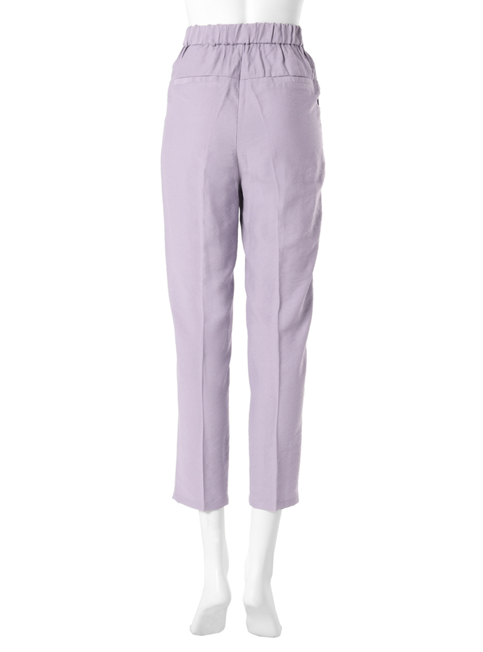 リネンライククロップド丈センタープレステーパードパンツ