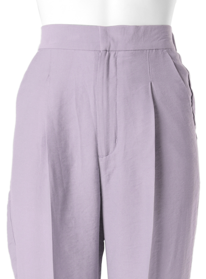 リネンライククロップド丈センタープレステーパードパンツ