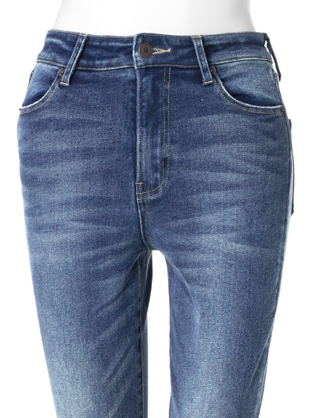 フリンジヘムストレッチデニムパンツ