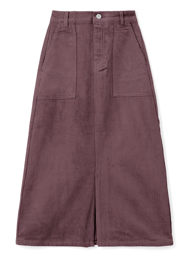 フロントスリットロングコーデュロイスカート