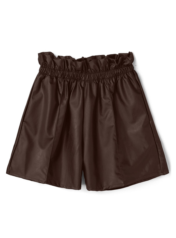 ピンタックフェイクレザーショートパンツ