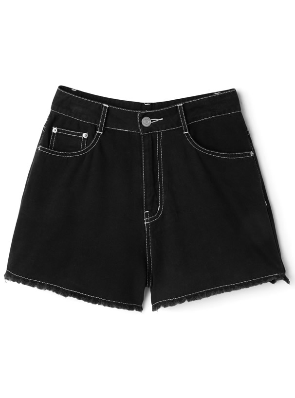 カットオフ配色ステッチショートパンツ