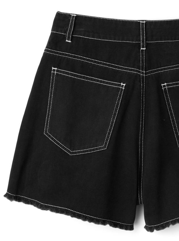 カットオフ配色ステッチショートパンツ