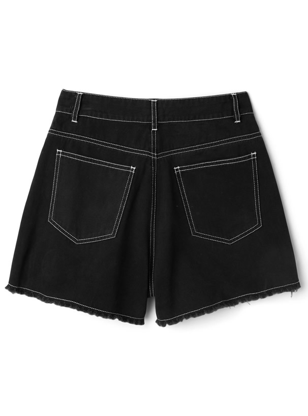 カットオフ配色ステッチショートパンツ