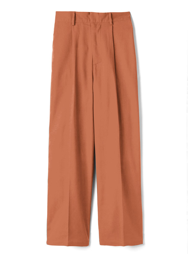 コットンリネン混センタープレスワイドパンツ