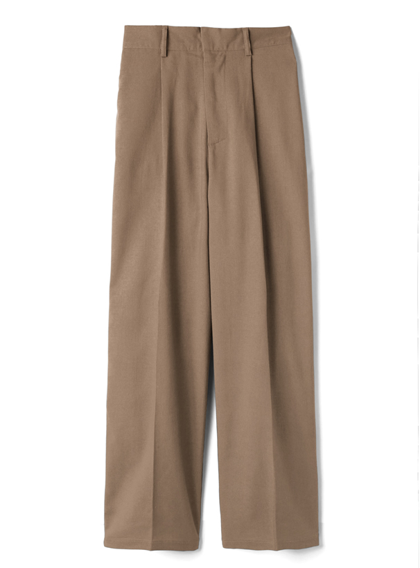 コットンリネン混センタープレスワイドパンツ
