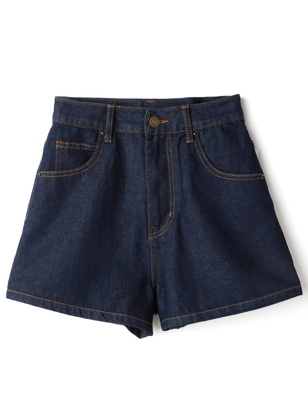 ハイウエストデニムフレアショートパンツ